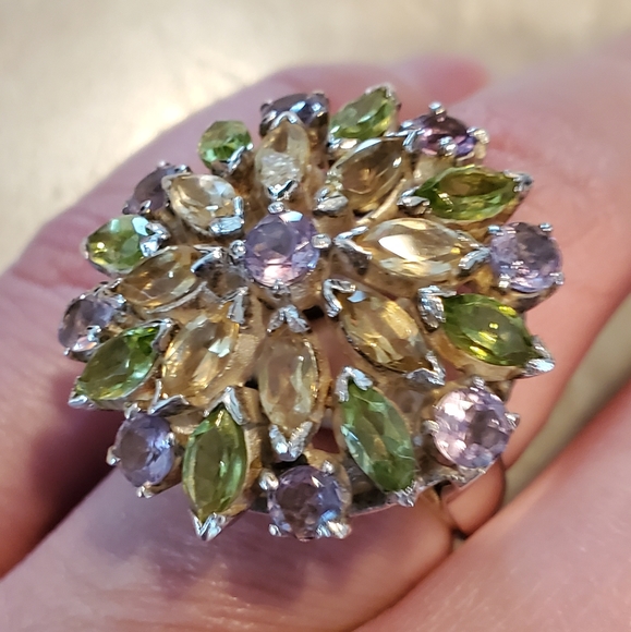 Huge ring citrine, green peridot, amethyst size 7 - Picture 4 of 11